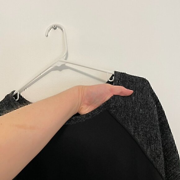 ANN TAYLOR LOFT Raglan Sleeve Colorblock Shift Dress Black Marled 3/4 Sleeve 12 - Picture 5 of 13